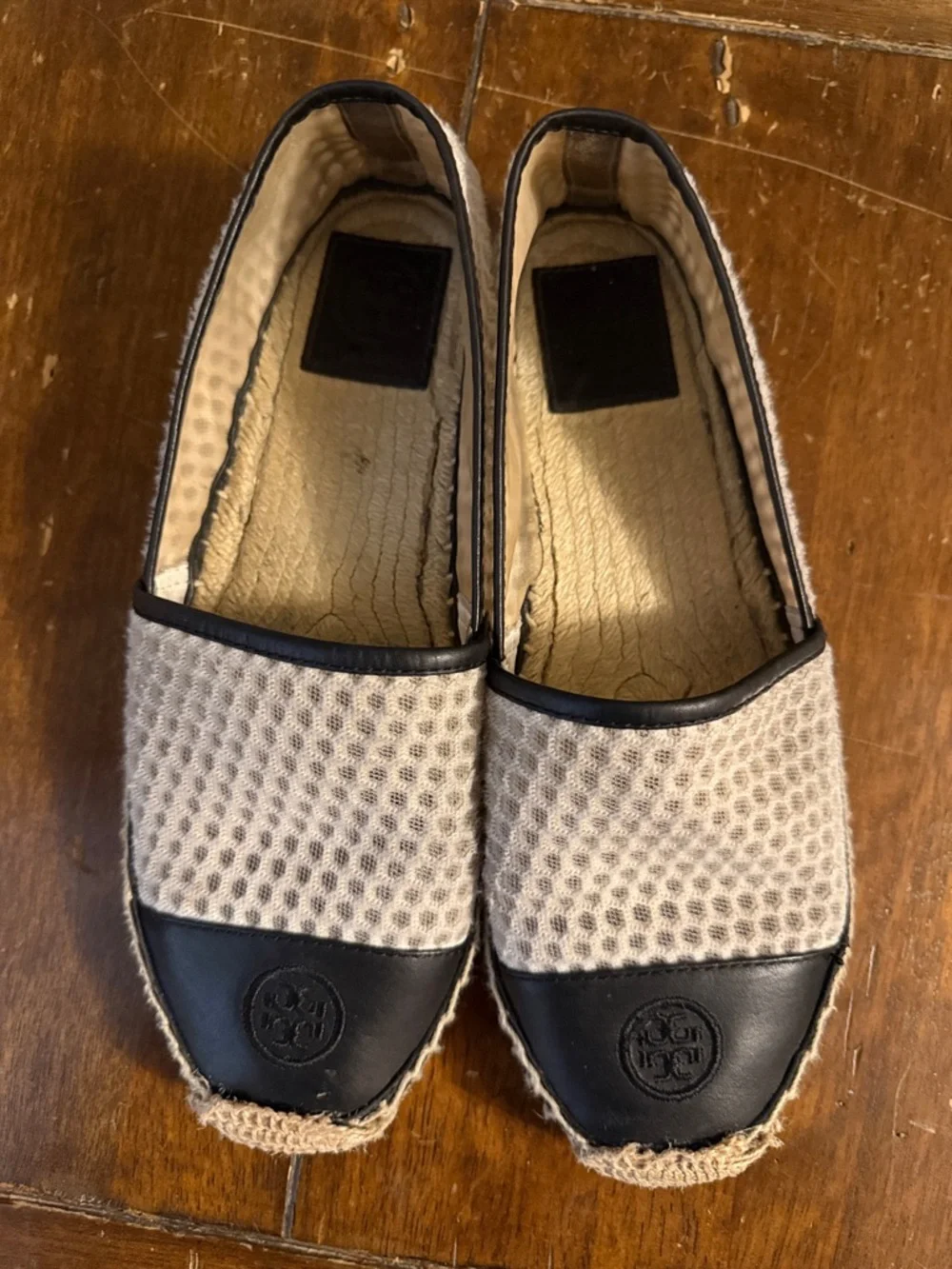 Tory Burch Black and White Colorblock Espadrilles Sz 9.5